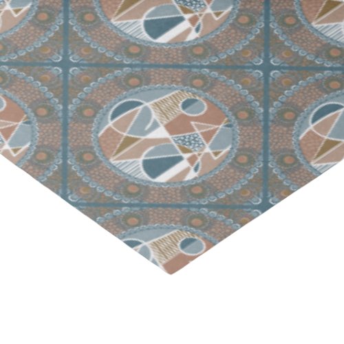 Mocha & Teal Abstract Accent Mandala Diamond Tile Tissue Paper