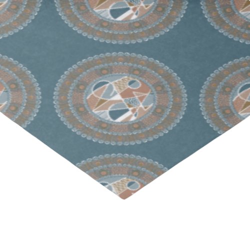 Mocha and Teal Abstract Accent Polka Dot Mandala Tissue Paper
