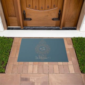 Personalized Gold Rococo Lotus Ornamental Mandala Doormat