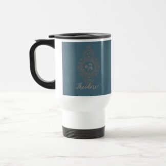 Personalized Gold Rococo Lotus Ornamental Mandala Travel Mug