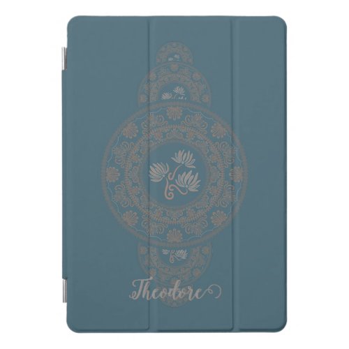 Personalized Gold Rococo Lotus Ornamental Mandala iPad Pro Cover