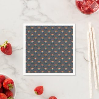 Vintage Wilderness Sunset Mandala Art Deco Fans Napkins