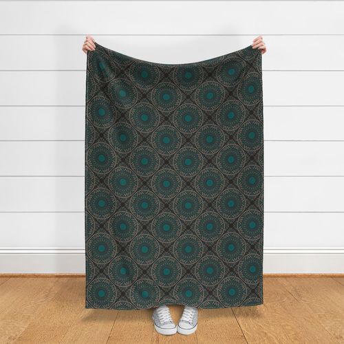 Medium East Fork Night Swim and Molasses Cinereous Dot Mandala Diamond Tile