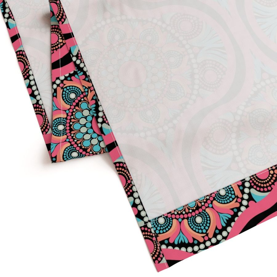 24” Vivid Pink Sunset on Sea Dot Mandala Ogee - Large