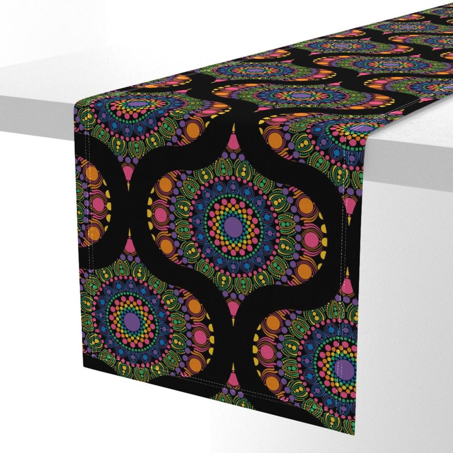 12” Maximalist Rainbow Mardigras Dot Mandala Retro Ogee - Medium