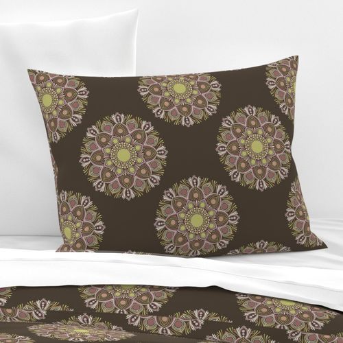12” Warm Neutrals Pistachio Biscotti Polka Dot Mandala - Medium