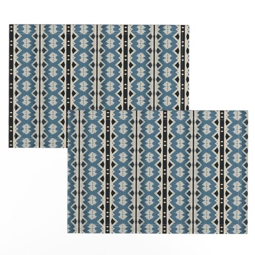 Geometric Boho Blue Batik Stripes
