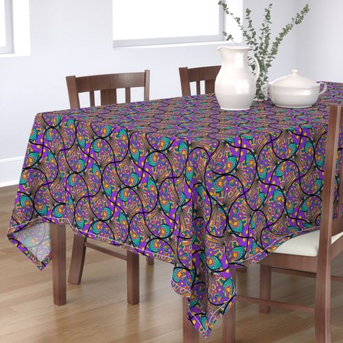 12” French Country Florals Tangle Psychedelic Rainbow Art Deco Fans - Medium