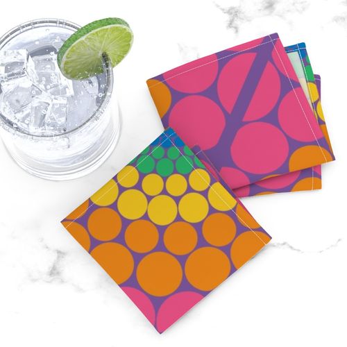 24” Radiant Maximalist Rainbow Dot Mandala Diamond Tile - Large