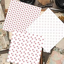 White and Red Patterns Scrapbook Paper, Junk Journal and Paper Craft Pad