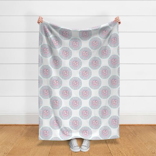 Medium Cotton Candy Kawaii Bunny Polka Dot Mandala