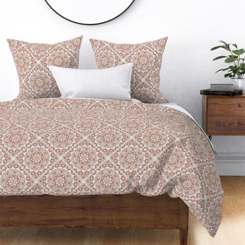 Medium Warm Autumnal Intricate Blooming Mandala Traditional Diamond Tile