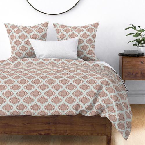 Small Warm Autumnal Blooming Doodle Mandala Mid-Century Modern Ogee Damask