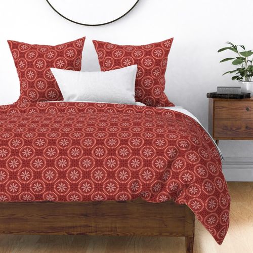 Small Floral Block Print Fashion Week Reds Mandala Geometric Diamond Tile