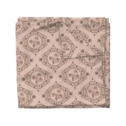 Medium Mocha Rococo Revival Pantone Relaxed Elegance Ogee Damask