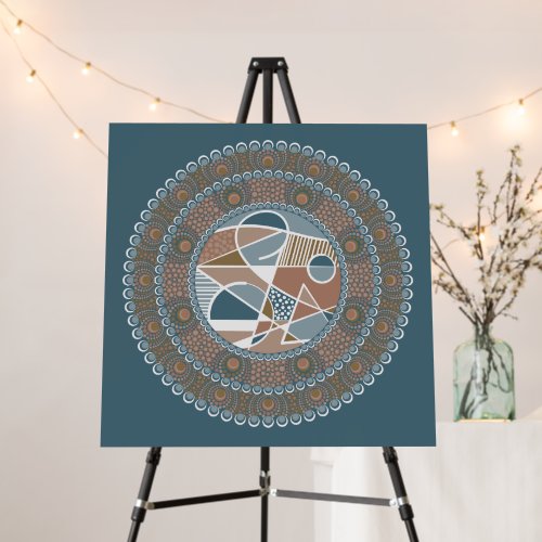 Custom Teal and Gold Abstract Accent Dot Mandala Foam Board