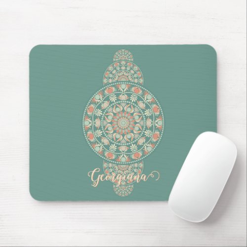 Customized Sage & Sand Retro Ornamental Mandala Mouse Pad
