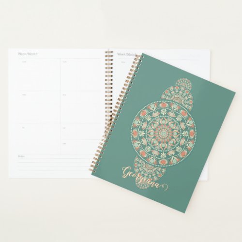 Customized Sage & Sand Retro Ornamental Mandala Planner