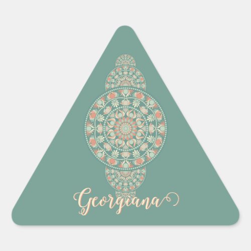 Customized Sage & Sand Retro Ornamental Mandala Triangle Sticker