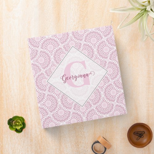 Monogrammed Pink Art Deco Confetti Lace Mandala